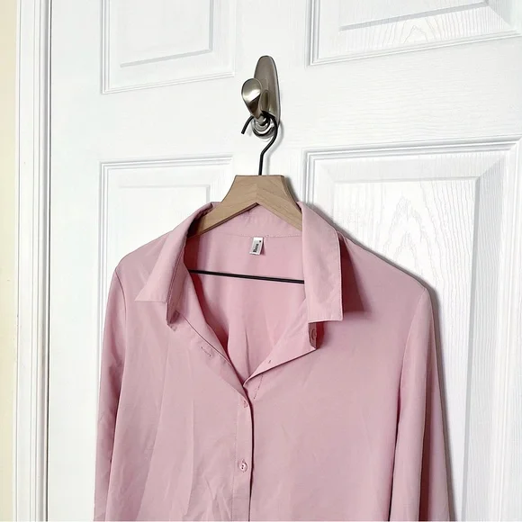 Women's Pink Button Down Shirt - Picture 2 of 5
